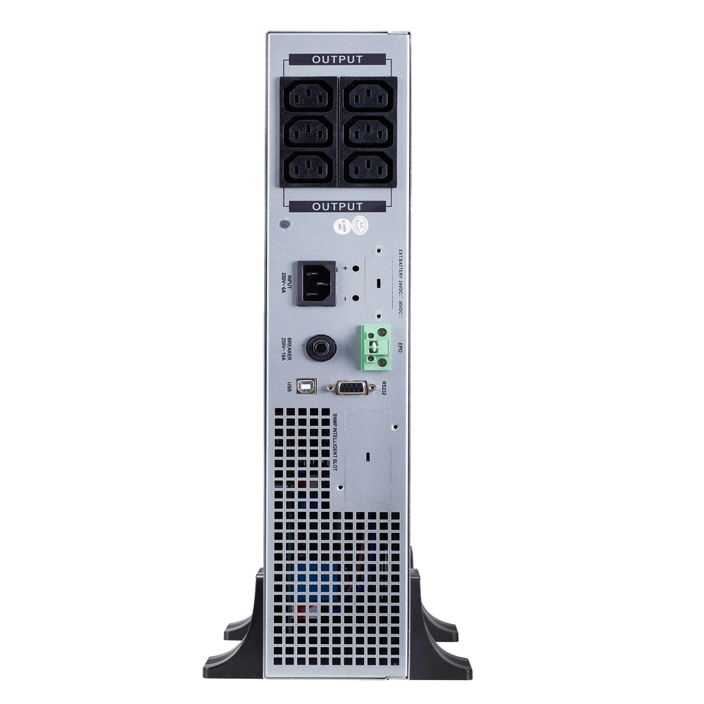 China Smart Rack Tower Convertible en línea UPS 1kVA 2kVA 3kVA con C13 tomas IEC 8 + C19 tomas X 1, con USB, ePO, RS232, sin ranura SNMP