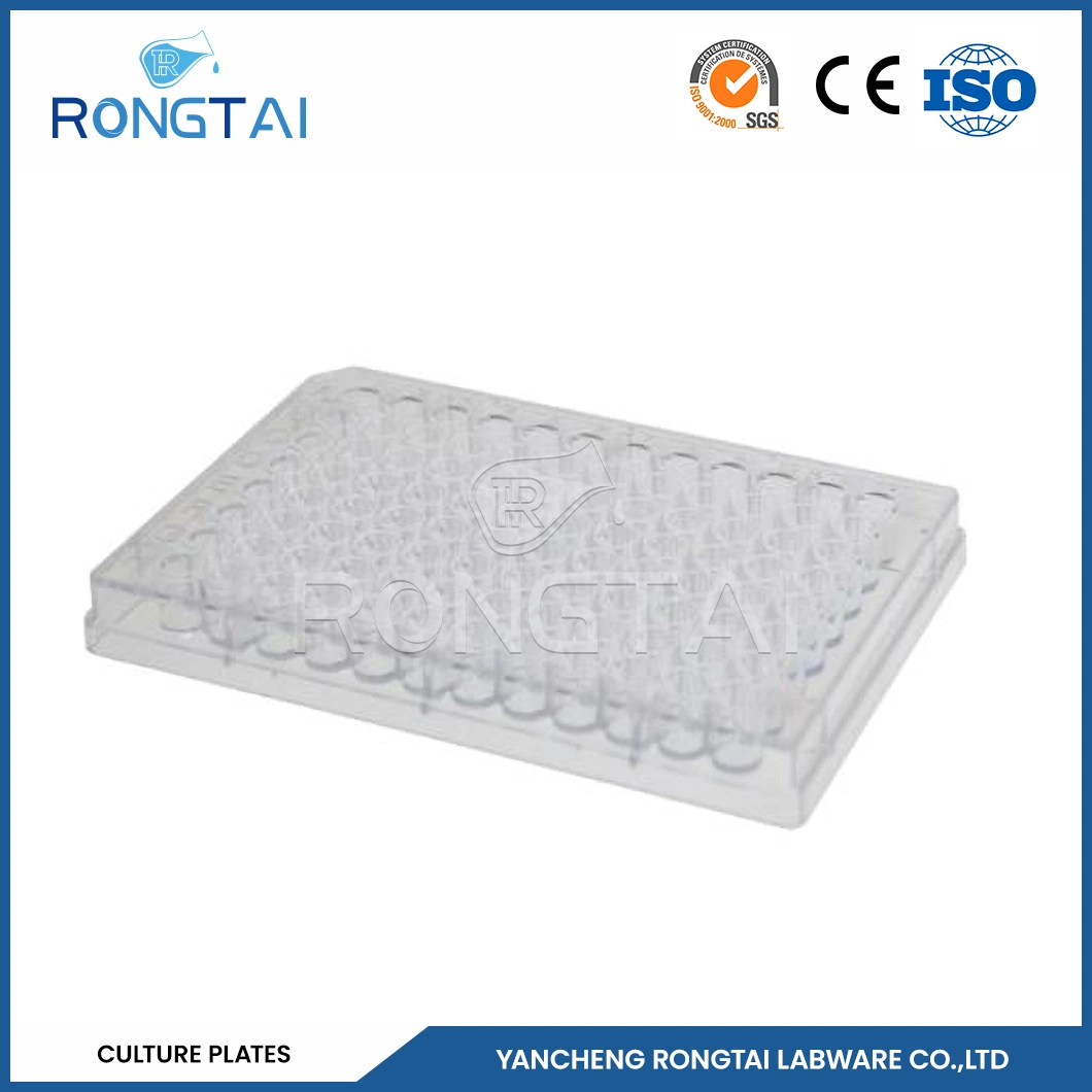 Rongtai 24 Mayorista/Proveedor de plato de cultivo celular de 96 pocillos de fondo plano de la placa de la placa de cultivo celular de China