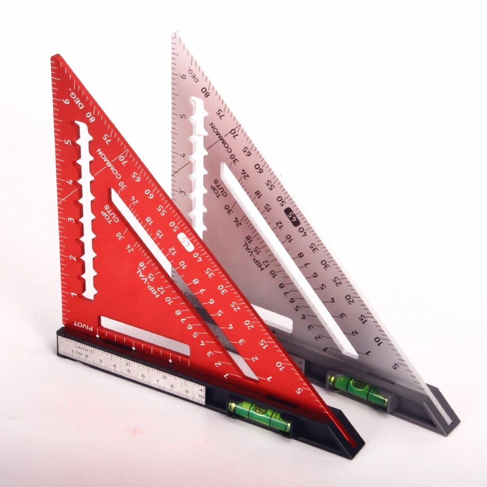 Red 7in Rafter Square Aluminum Triangle Square with Level