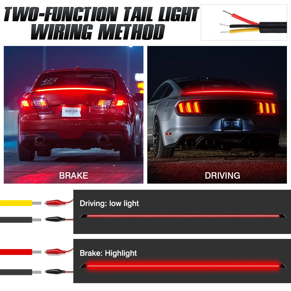 230cm Car LED Spoiler Light Third Brake Light Driving Turn Signal Warning Stop Lamp Carbon Fiber Rear Spoiler LED Strip 12V