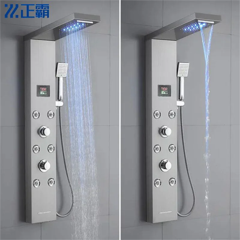 8035 pantalla LED Ducha pantalla Baño de acero inoxidable Electrochapado Ducha Columna