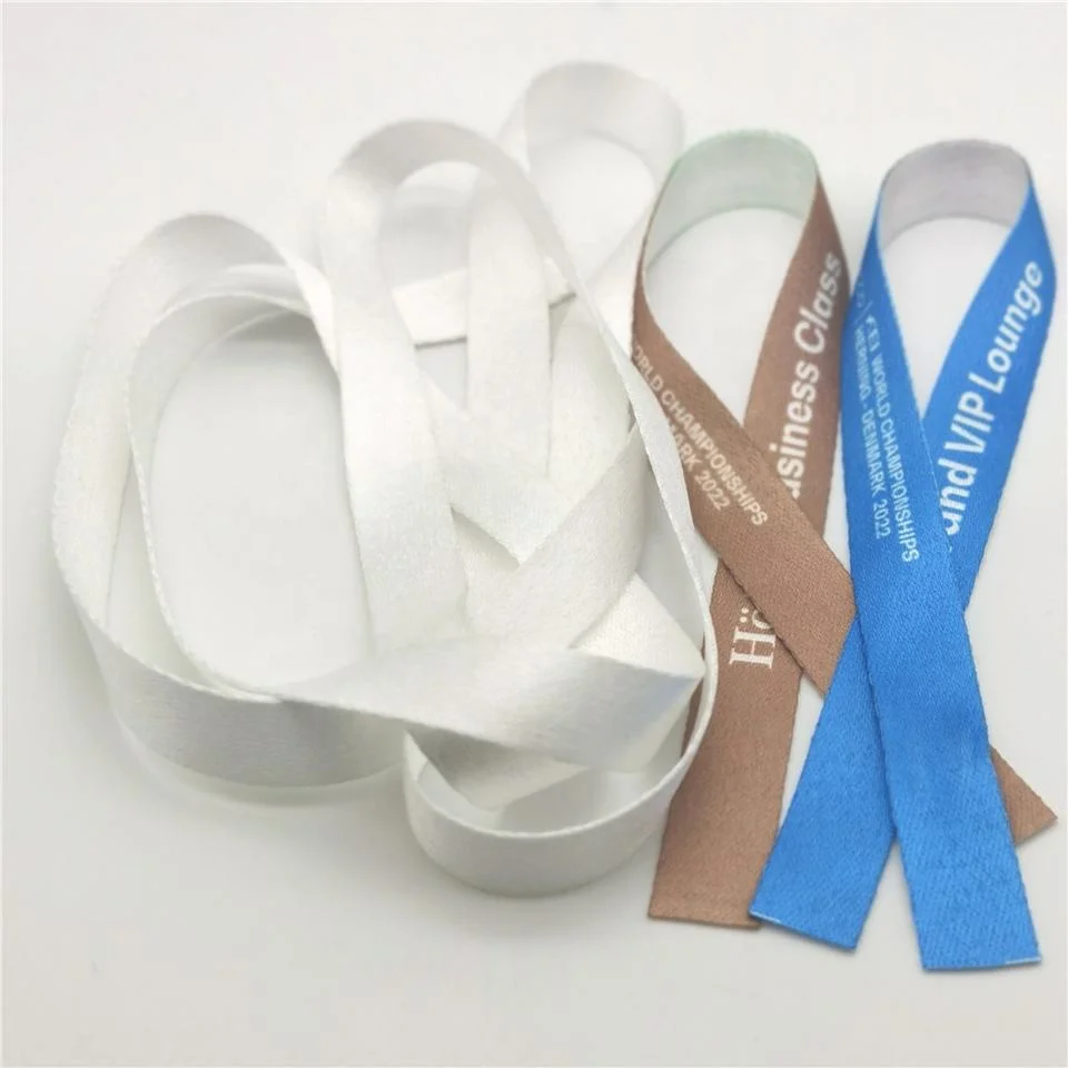 Environmental Custom Festival Fabric Woven RPET Wristbands for Events with Bamboo Reusable Closure