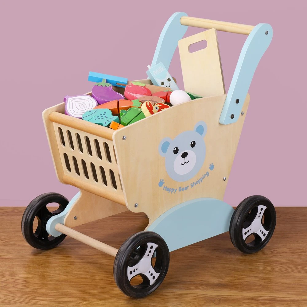 Wooden Bear Shopping Cart Kids Education