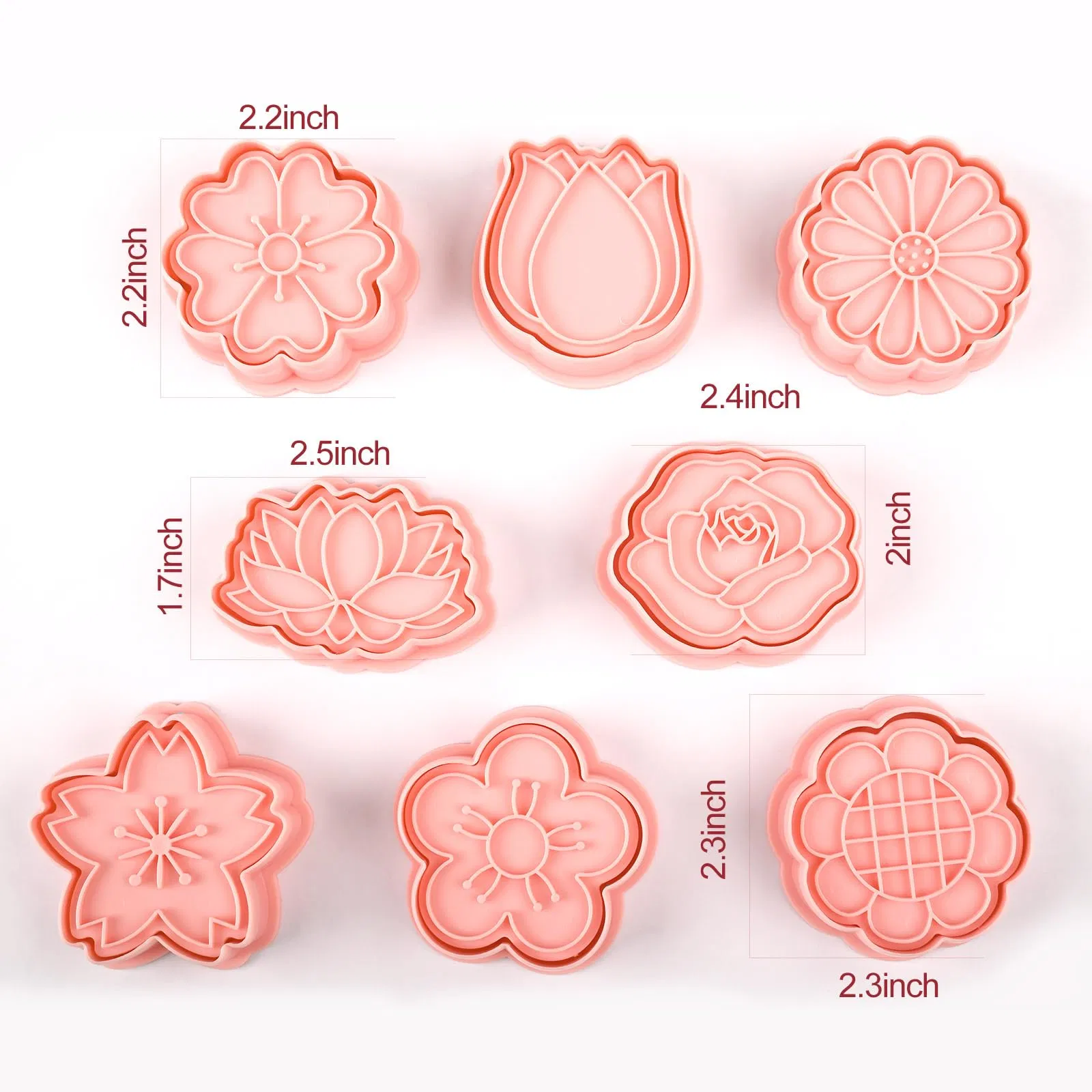 Flower Cake 3D Cookie Cutter with Plunger Stamps Mold for Home Kitchen