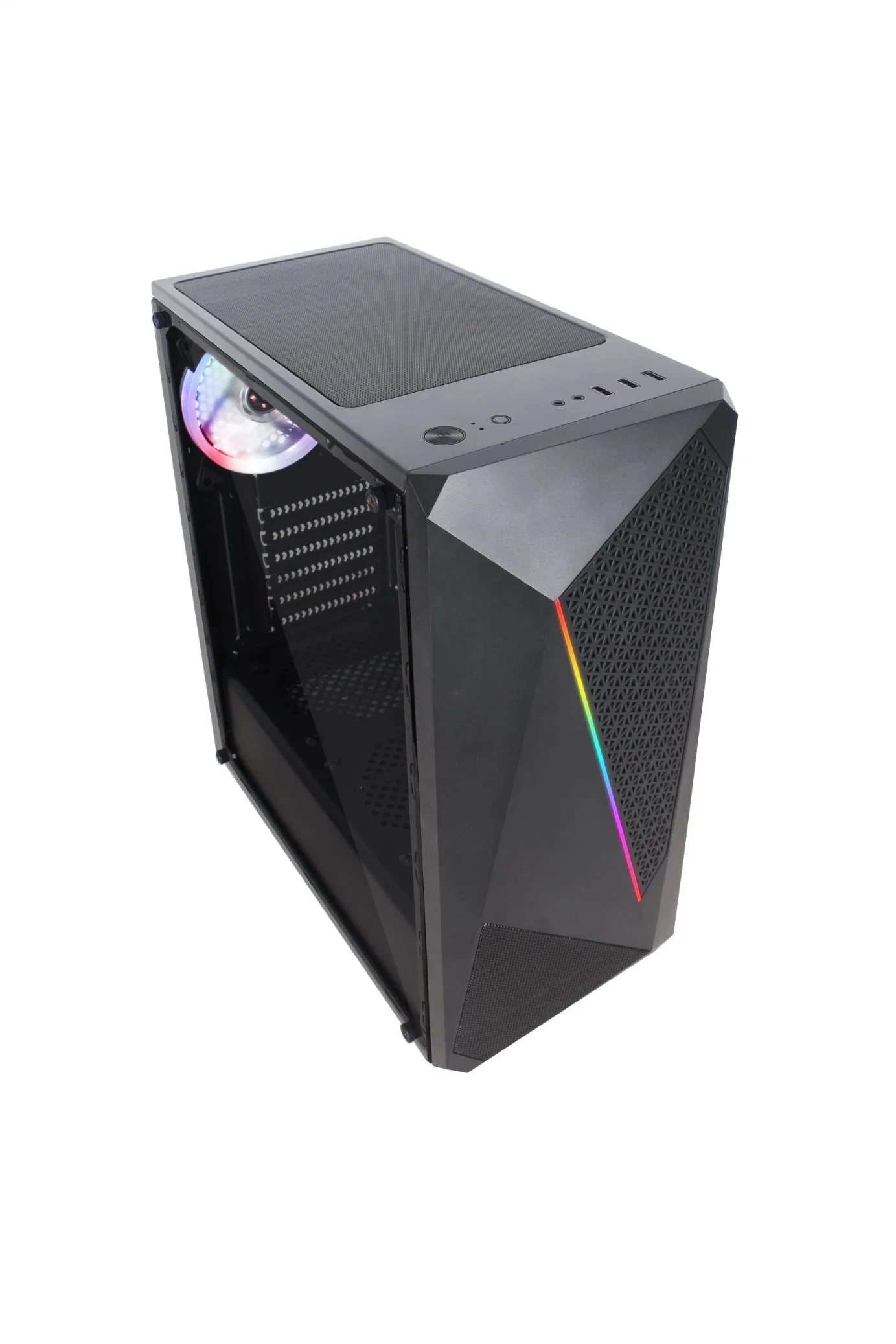علبة كمبيوتر ATX للألعاب عالية الجودة مزودة بمؤشر LED جذاب RGB تصميم الشرائط