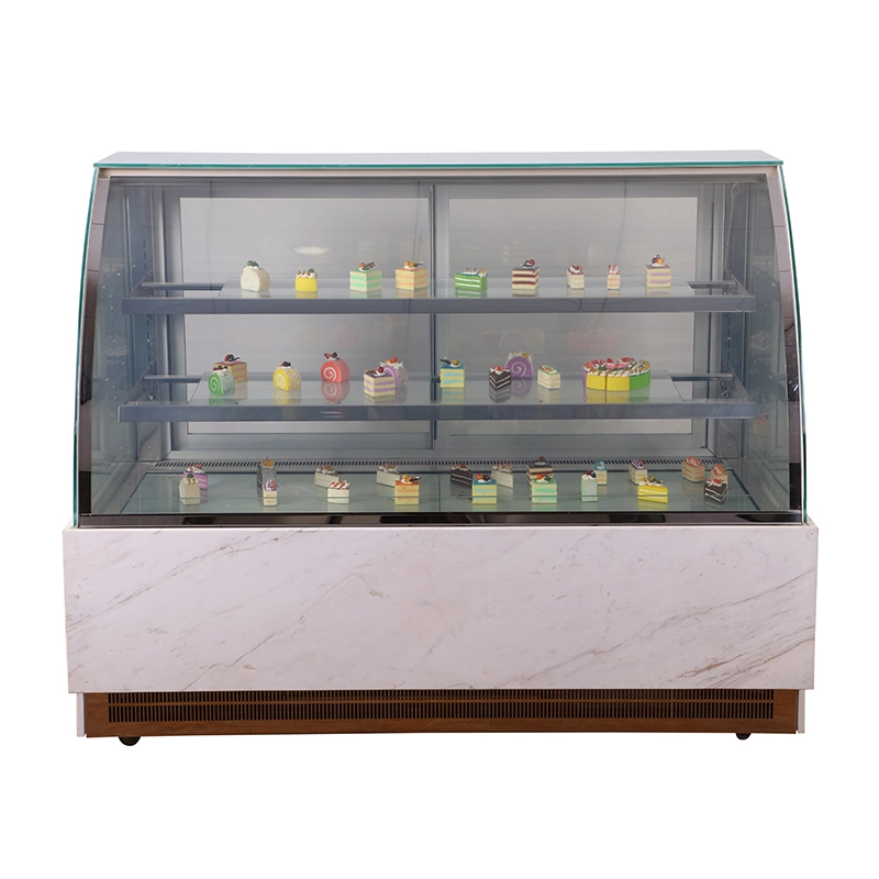 Heating Bread Display Showcase Right Angle Glass with 2 Shelves