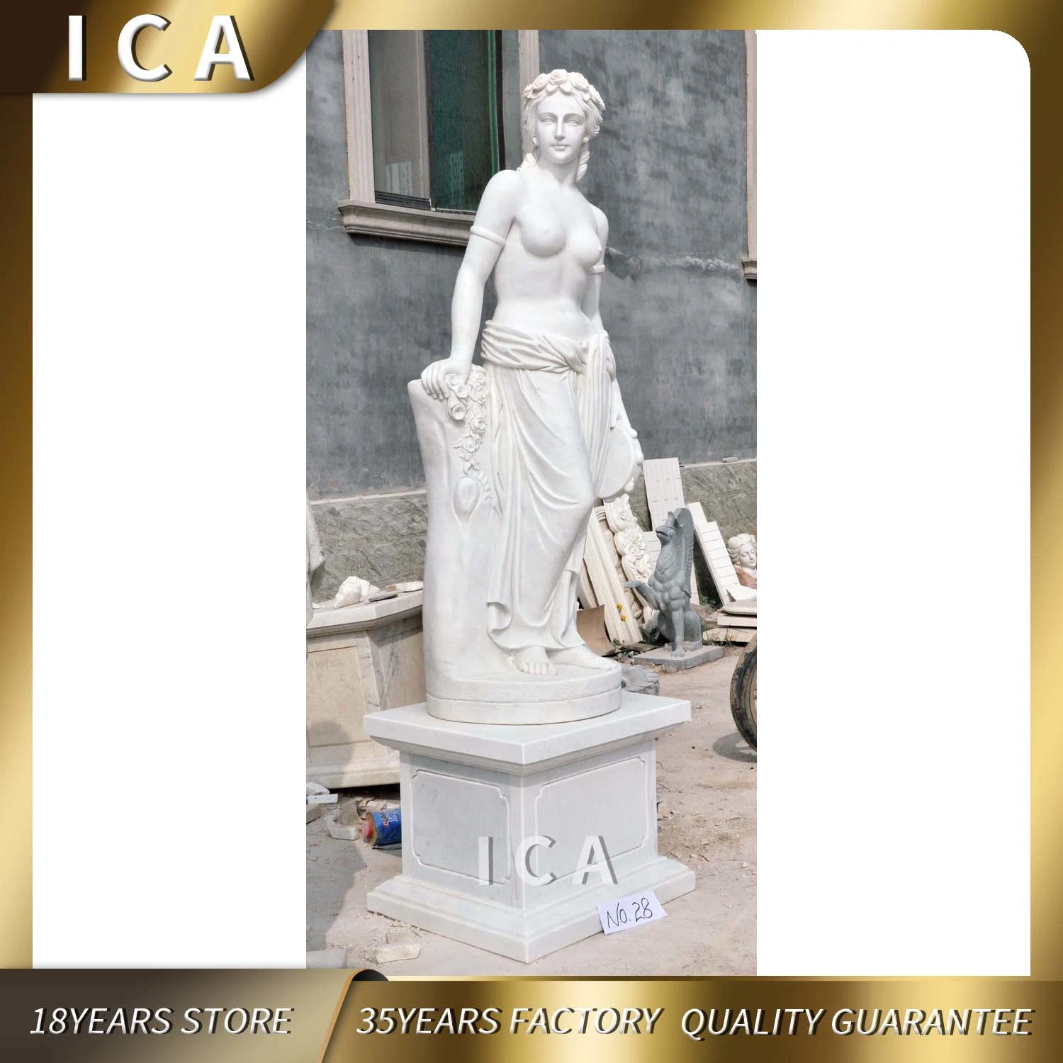 Outdoor Decoration Natural Stone Lady Sculpture for Outdoor Garden