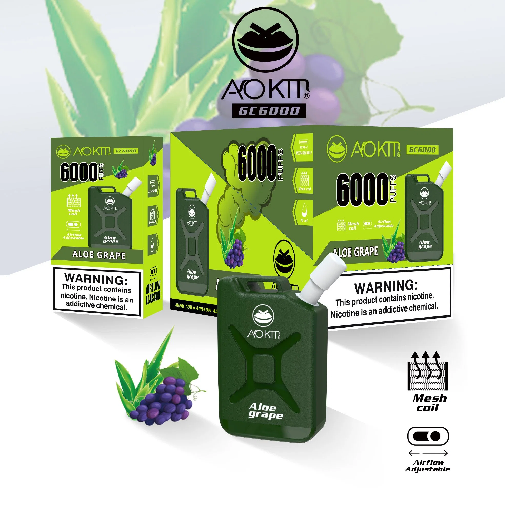 Electronic Cigarette Manufacturer Wholesale/Supplier Aokit Gc 6000 Puffs Disposable/Chargeable E Cigarette Vape Pen Pod