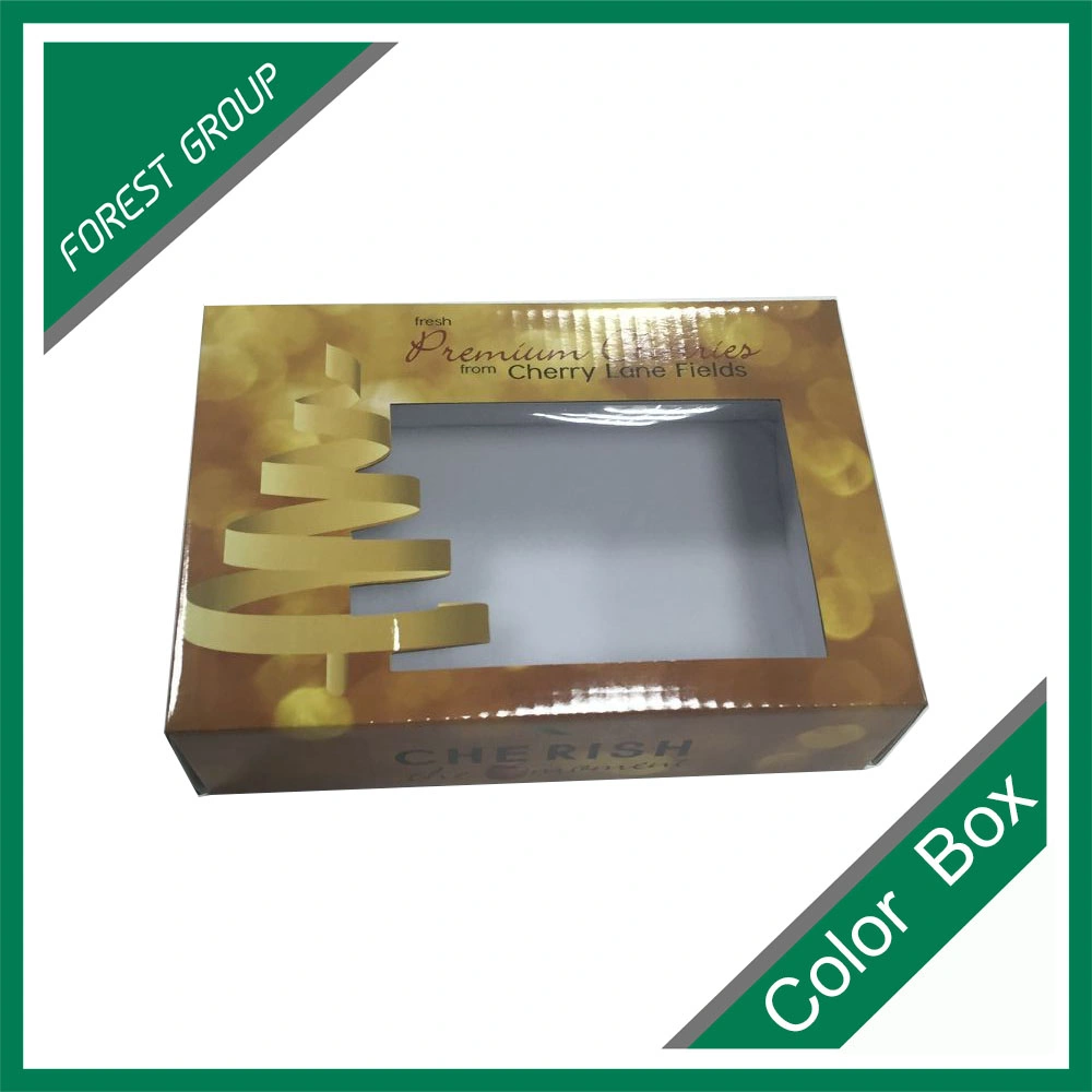 Cardboard Corrugated Apples Packaging Box with Clear PVC Window