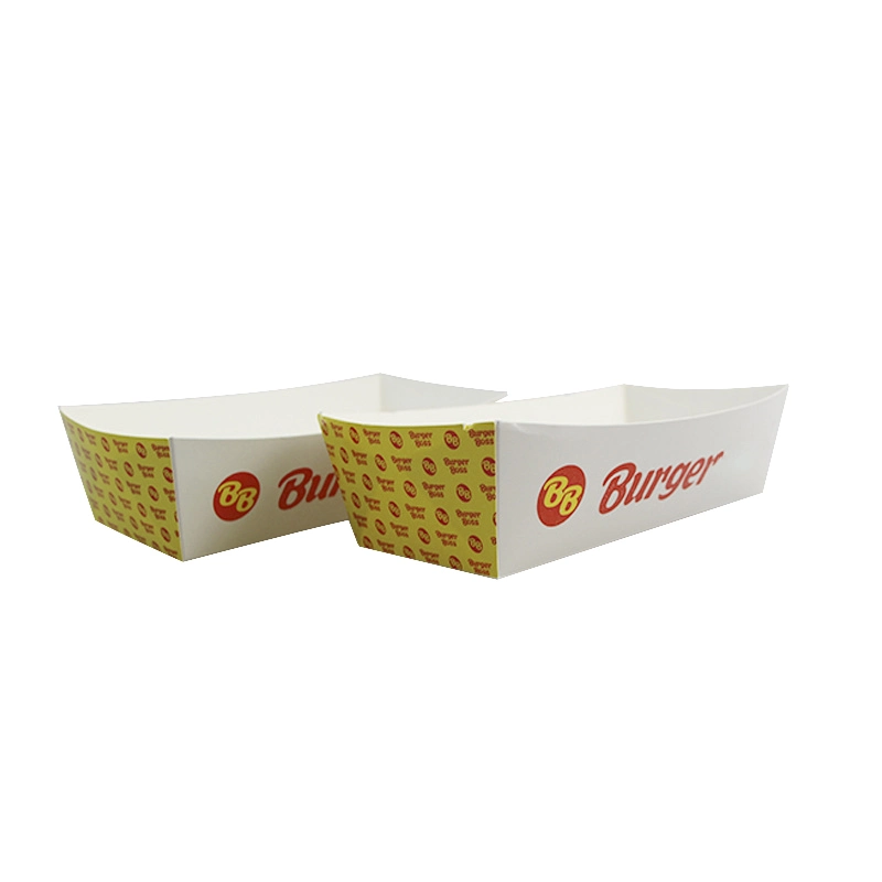 White Disposable Paper Food Serving Tray for BBQ&prime; S, Picnics, Carnivals and Festivals