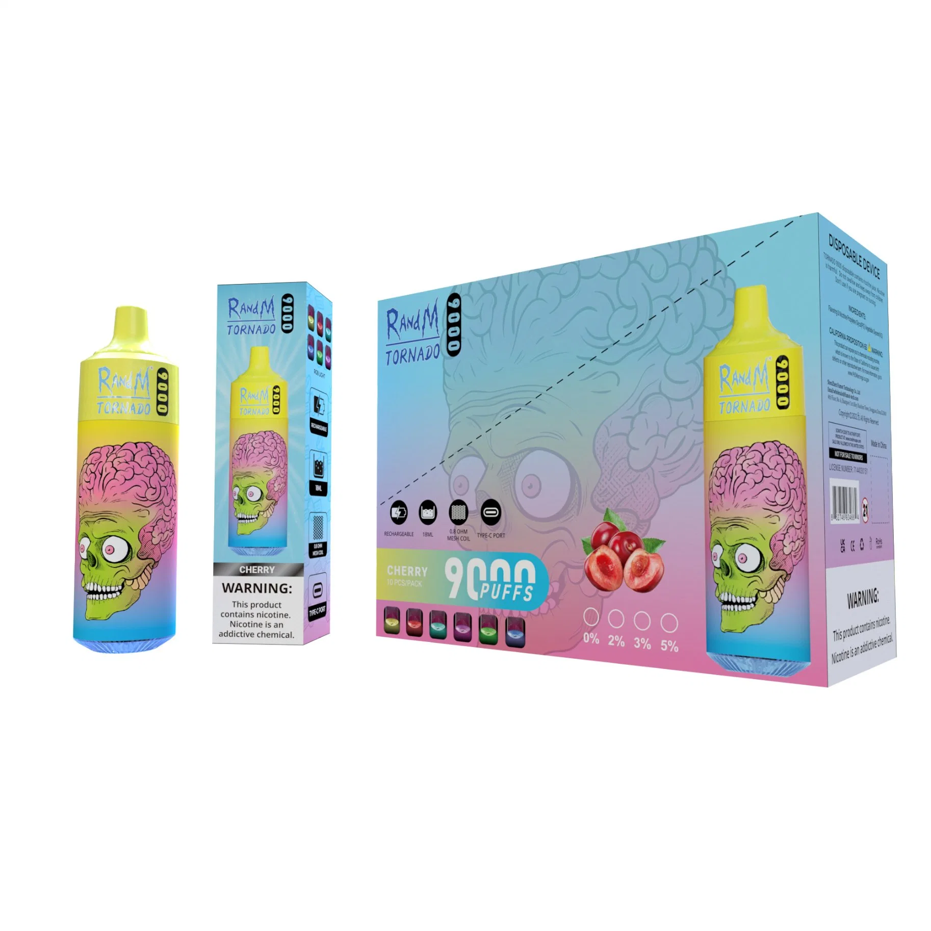 Original Disposable/Chargeable Vapes Randm Tornado 9000 Puffs with 20 Flavours in Stock