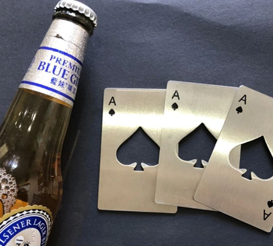 Création de cartes à jouer en acier inoxydable Ace of Spades ouvre-bouteille de bière