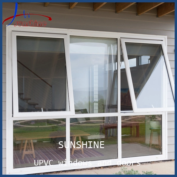 3 Panels Design White Color UPVC/PVC/Plastic Frame Windows with Insulating Glass