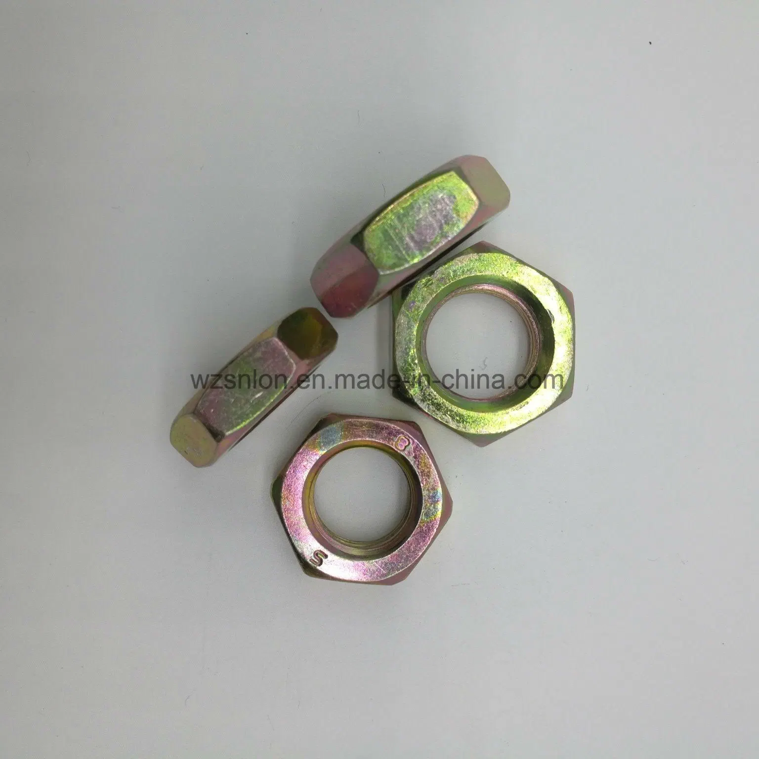 Carbon Steel Hex Thin Nut with Yellow Zinc