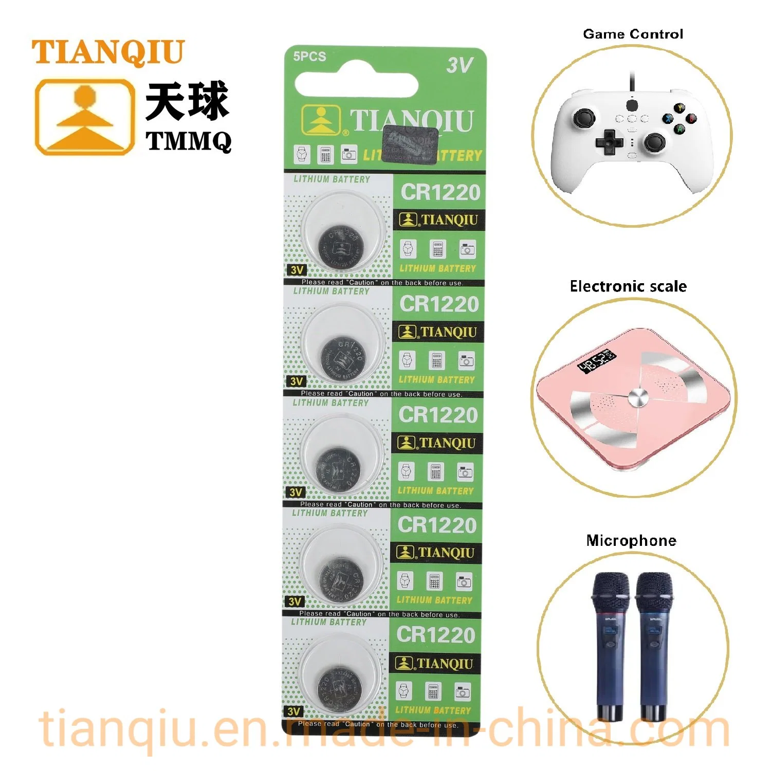 Tianqiu CR1220-Tasten-Zelle Batterie 3V Lithium-Batterie Trockenbatterie Für Uhren und Spielzeug Reloj Pilas Baterias CR2032 CR2025 CR2016 Cr1632 Cr1620 Fabrikpreis