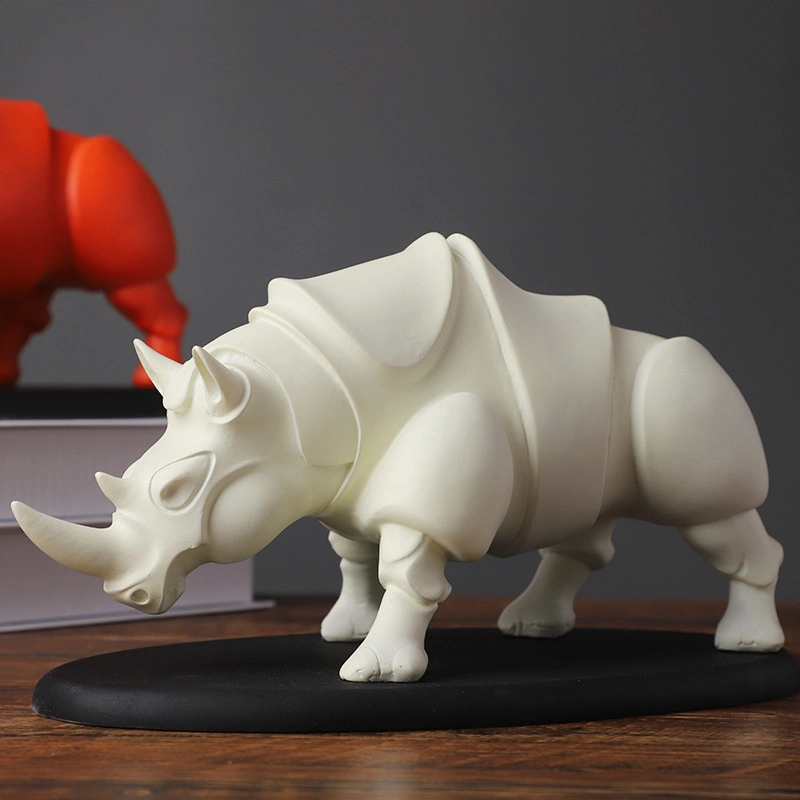 Modern Creative Resin Rhino Ornament Wild Animal for Home Decoration