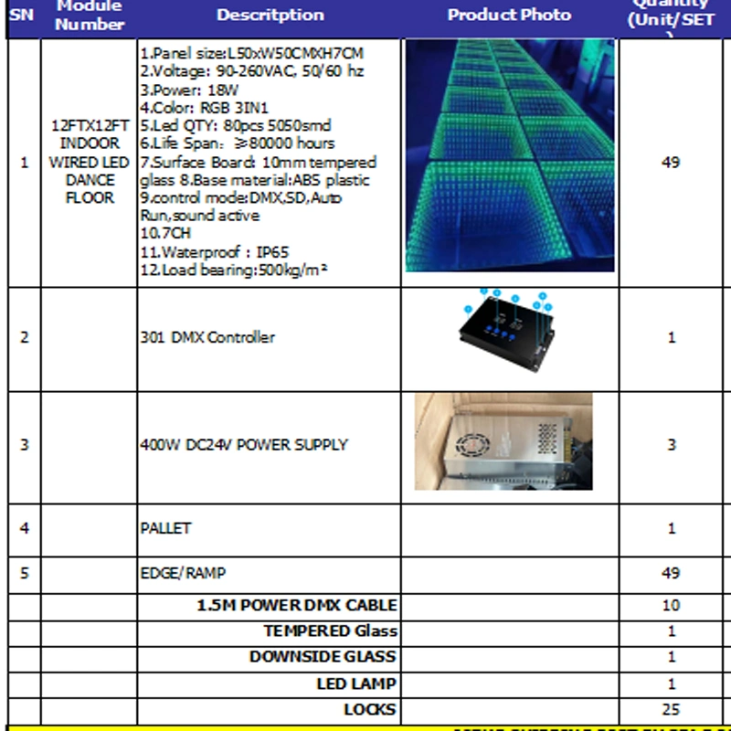 12ftx12FT Interior Wired 3D Abyss Infinity LED escenario pista de baile