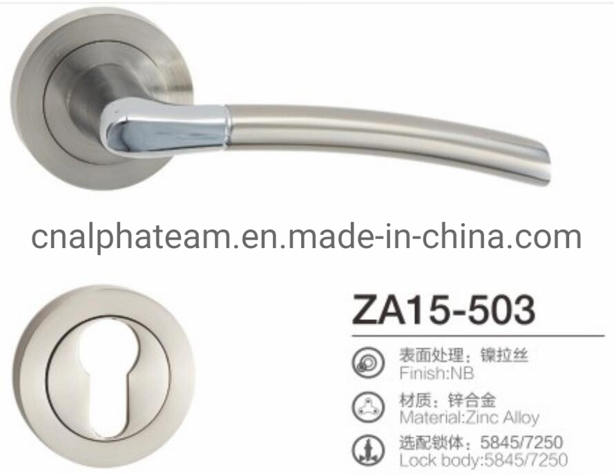 Wholesale/Supplier Satin Nickel Brushed Bathroom Square Lever Door Lock Handle on Round Rosette