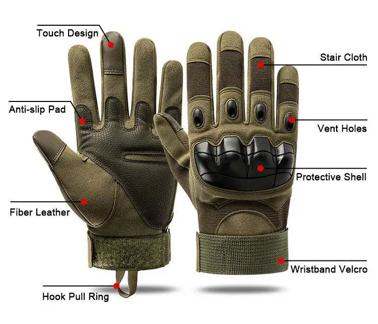 Winter Black Safety Sports Outdoor Winter Motorcycle Combat Tactical Gloves