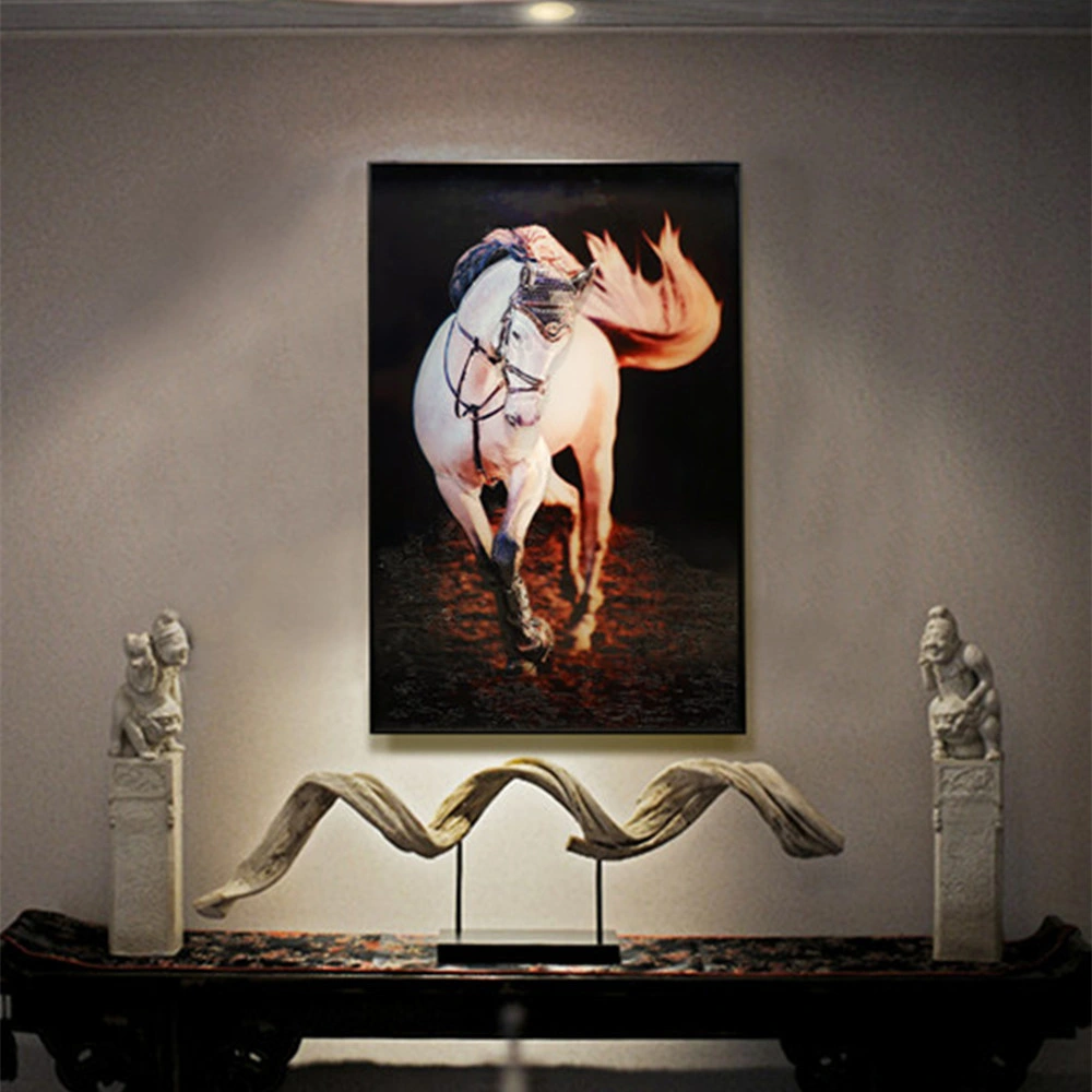 Caballo de estilo chino de vidrio de la pared de Arte Pintura artesanía en vidrio (MR-YB17-817)