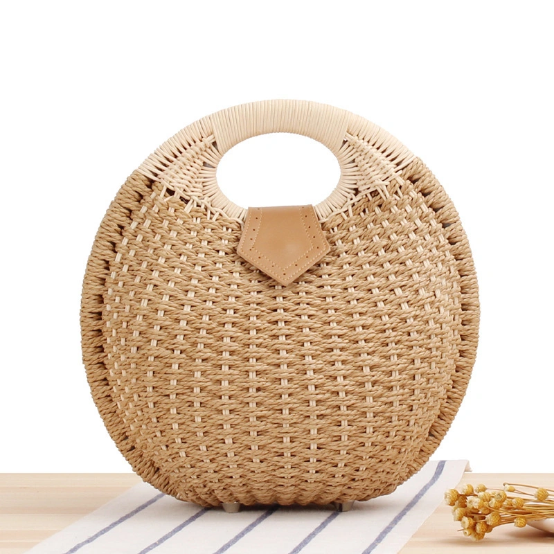 Women Beach Bag Straw Woven Shoulder Bag Crossbody Shell Handbags Summer Handmade Hobo Purse Rattan Handle