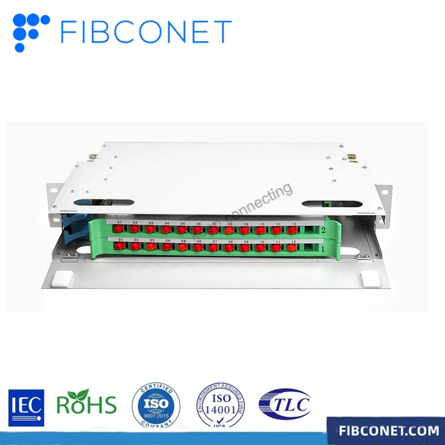 Tiroir de haute qualité de type 12 ports 19′ IDU rack IDF Monter le panneau de raccordement pour fibre optique SC ODF