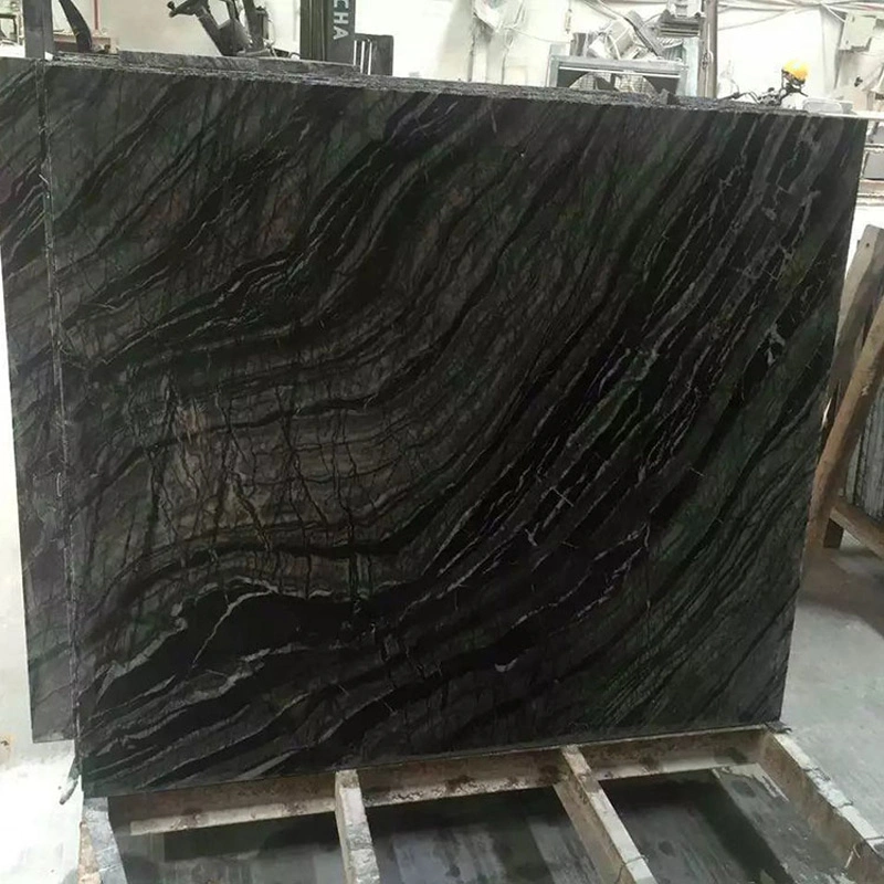 Popular mosaico del suelo de madera antigua losa de mármol de madera negra