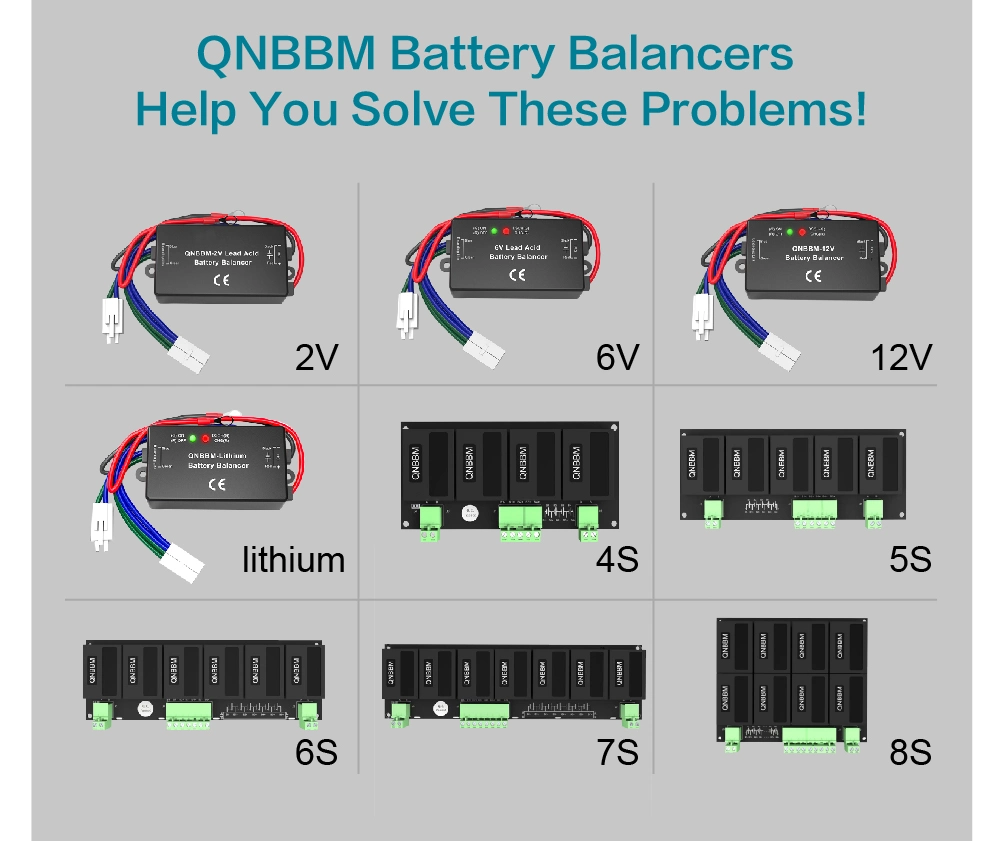 LED Instruction 3A Active Balancer Current 6V Leads Battery Use on RV Solar System Home Energy Storage