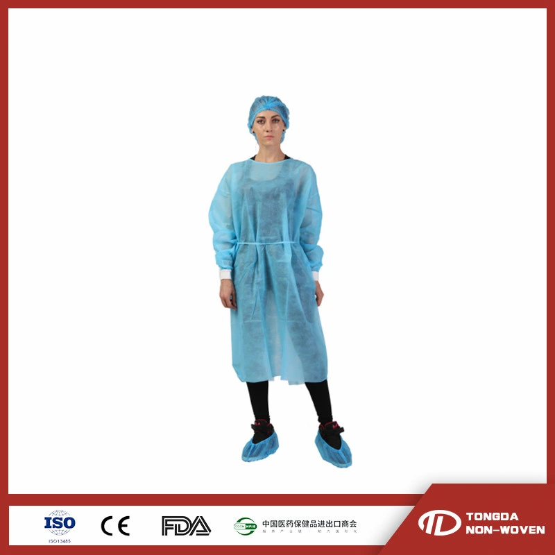 CE, ISO13485 Sterile Impervious Yellow/Blue/SMS/PP/Nonwoven/CPE Protective Surgical Gown and Isolation Gown