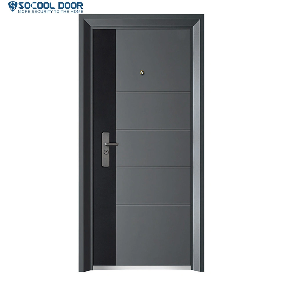 Ethiopia Exterior Steel Metal Security Doors Double Wood Finish