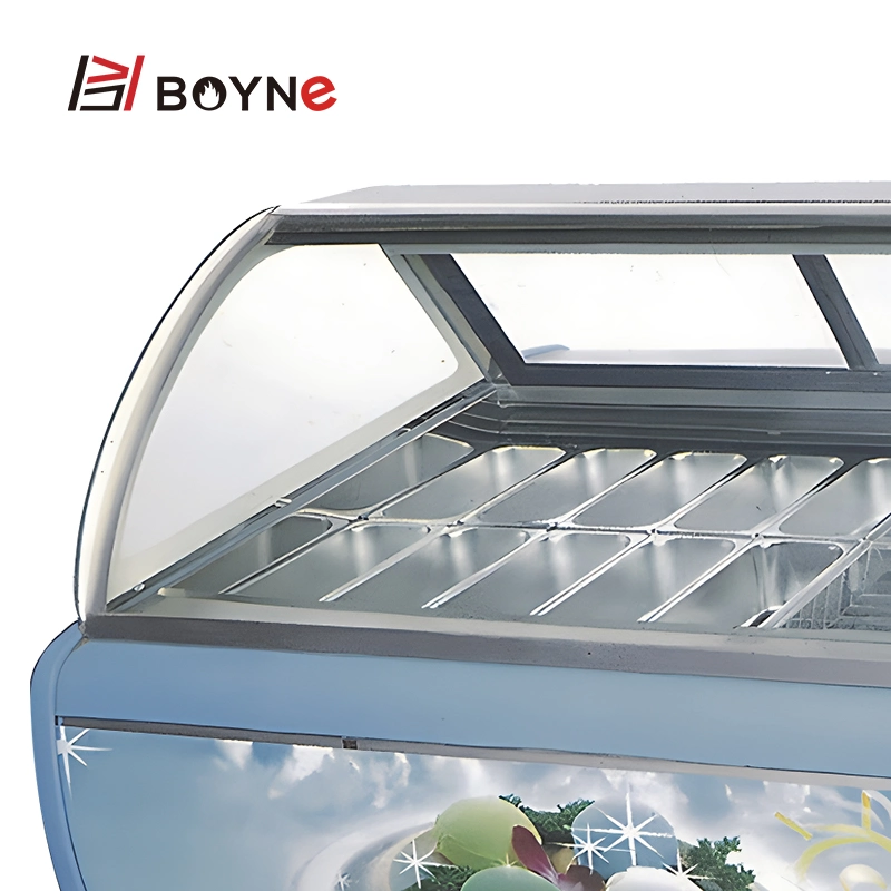 Bubble Tea Shop Material Chiller Showcase Ice Cream Display Freezer