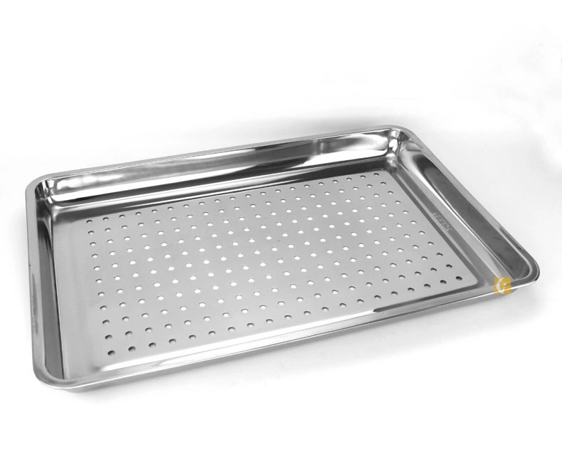 304 Stainless Steel Square Dish Food Trays Kitchen Draining Tray