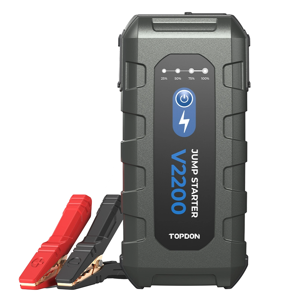 Topdon nouveau V2200 2200un saut de 12V 35 16000mAh Saut d'urgence multifonction Portable Pack batterie de la Banque d'alimentation booster Auto Moto voiture saut de puissance élevée démarreur