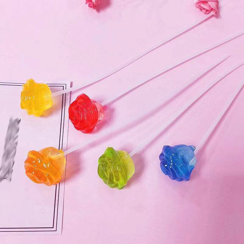 Bonbon Halal Colorful Rose Shape Sweet Hard Lollipop Candies