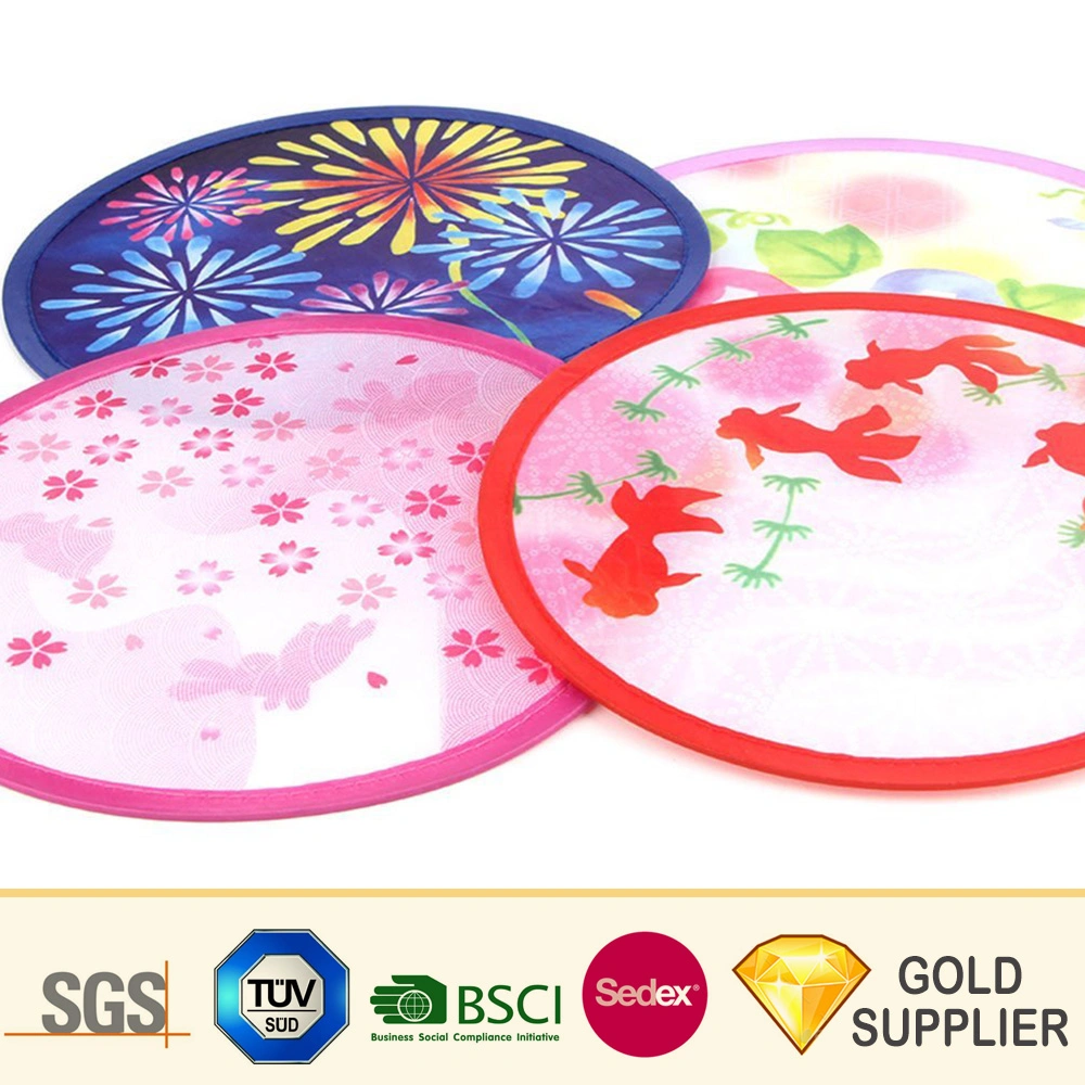 Manufacturer Promotional Cheap Custom Round Colorful Durable Non Toxic Super Soft Polyester Flying Mini Size Baby Children Recreation Playing Gift Fold Frisbee