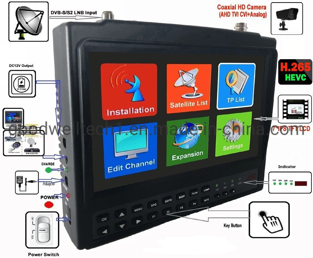 IPS Panel 7" Handheld Digital Satellite Finder Meter