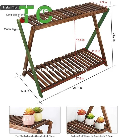 Fleur de bambou stand pliable de gros bois d'étagère du caisson de peuplement