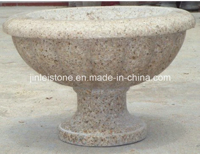 G682 Rusty Yellow Stone Flower Pot for Garden