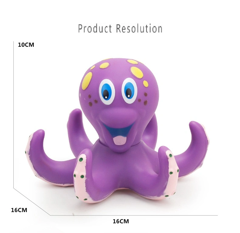 2022 Amazon Umweltfreundliche Schwimmende Lustige Cartoon Baby Badesoys Mit 5 Ringen Kunststoff Purple Bad Octopus Tier für Kinder