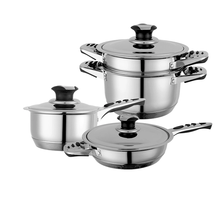 Bakelite Handle 6PCS Stainless Steel Cookware Set with Fry Pan Saucepan Casserole