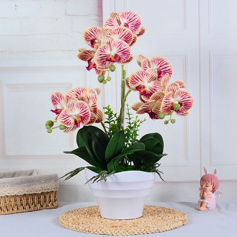 Arrangement de la vente en gros d'usine Usine Fleur d'Orchidée Bonsai rose blanc fleur papillon d'Orchidée tactile réel