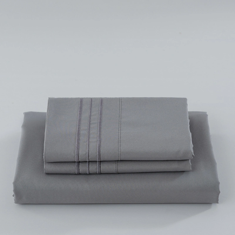 OEM-Fabriken Polyester Rosa Schwarz Grau Home Textil Satin Tröster Bettwäsche-Sets