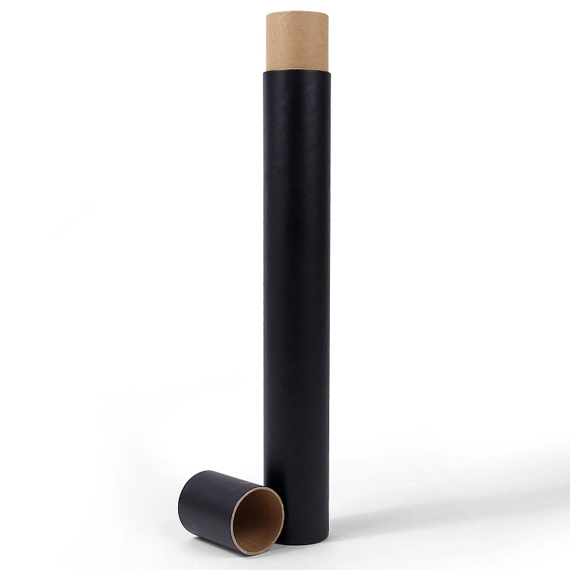 Custom Kraft Paper Roll Core Tube Black Slim Round Incense Sticks Packaging Box