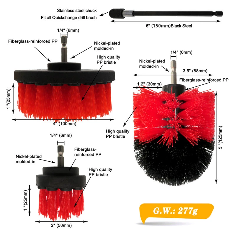 Лучшая цена красный 3-Pack просверлите чистящей насадки установите промывочной щеткой для автомобиля, ванна и душ