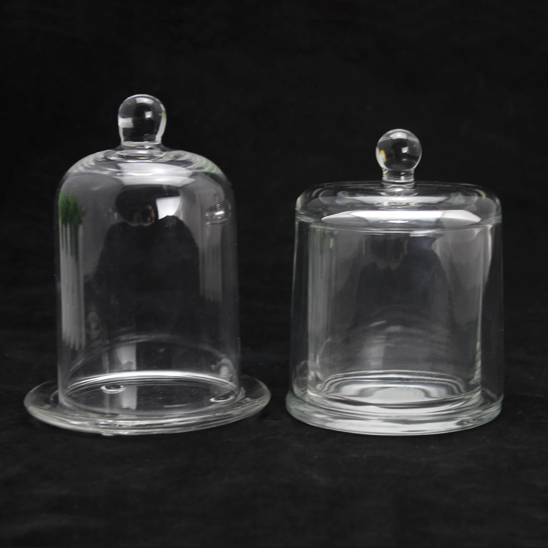 Hot Sale Luxury Transparent Wax Filled Glass Candle Holder Glass Candle Jar with Bell Cloche Dome Glass Lid