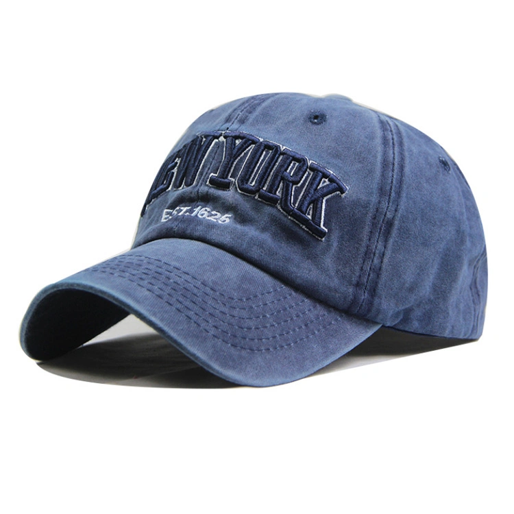 Factory Wholesale Stock Custom Embroidery Logo Washed Cotton New York Baseball Cap