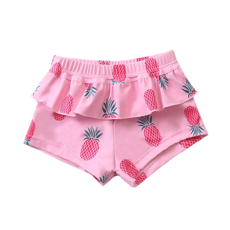 2-16 Years Children Beach Shorts Pineapple Print 2022 Girls&prime; Swimsuit Swim Shorts Bathing Suit Swimwear Summer Clothing with Ruffles at Waist