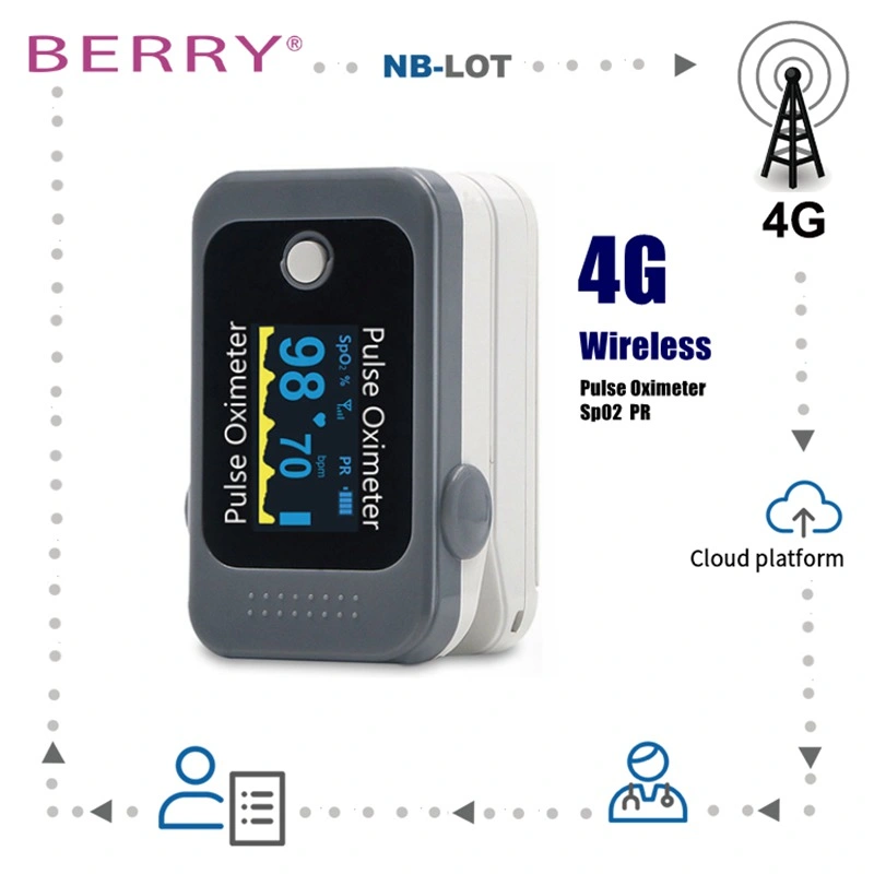 4G Wireless Portable Pulse Oximeter with APP Server Cloud High Quality Fingertip Oximeter Remote Patient Monitor for Old ODM OEM Berry Factory