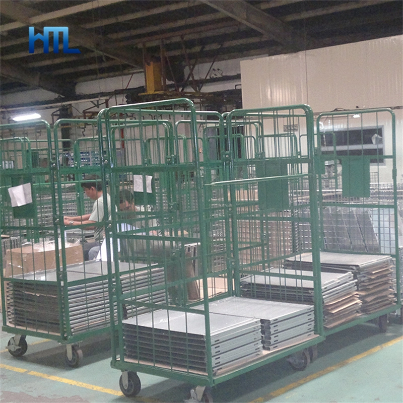 Powder Coating Nestable Collapsible Metal Storage Roller Cage for Logistics