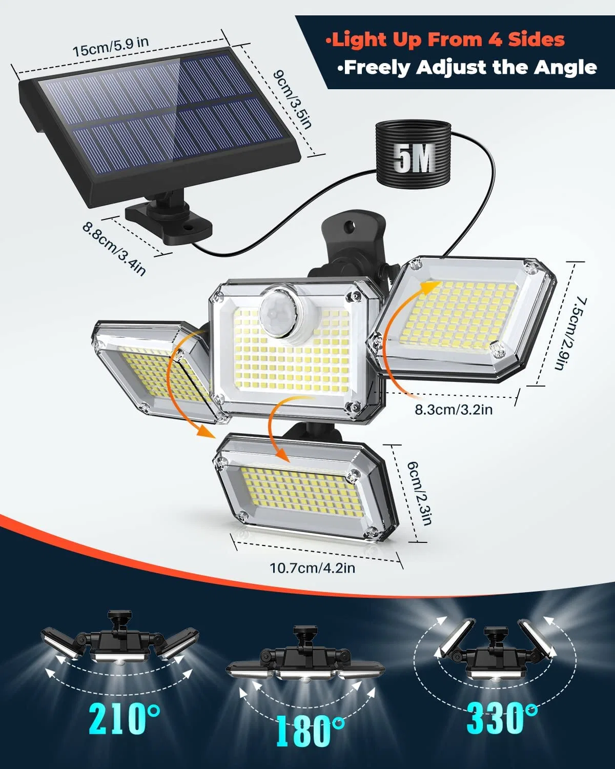 Nova luz do sensor de movimento solar para o exterior do jardim da casa